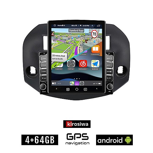 KIROSIWA TOYOTA RAV4 (2006-2012) Android οθόνη αυτοκίνητου 4GB με GPS WI-FI (ηχοσύστημα αφής 9.7" ιντσών OEM RAV 4 Youtube Playstore MP3 USB Radio 4+64GB Bluetooth Mirrorlink εργοστασιακή 4x60W)