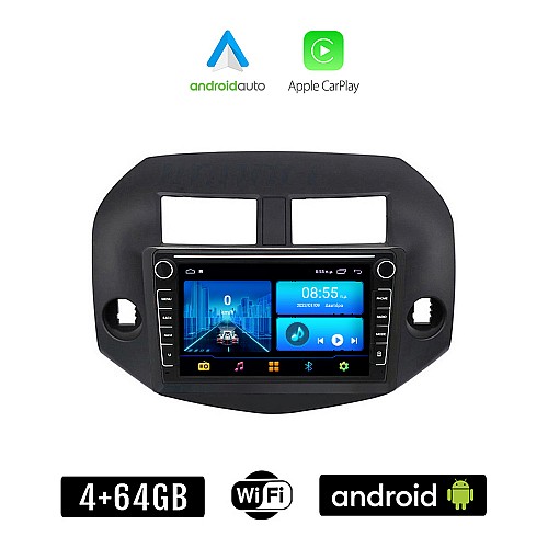 TOYOTA RAV4 (2006-2012) Android οθόνη αυτοκίνητου 4+64GB με GPS WI-FI (ηχοσύστημα αφής 8" ιντσών 4GB CarPlay Android Auto Car Play RAV 4 Youtube Playstore MP3 USB Radio Bluetooth Mirrorlink εργοστασιακή, 4 x 60W)