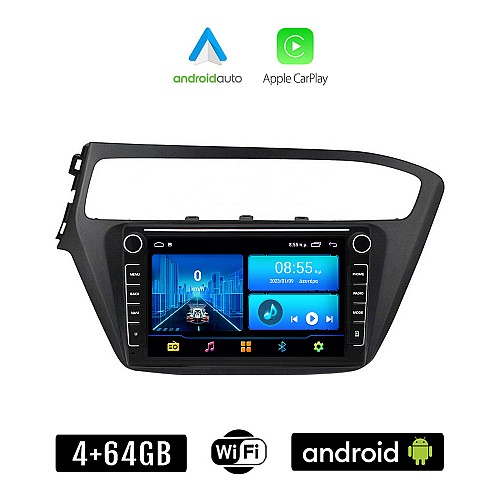 HYUNDAI i20 (μετά το 2019) Android οθόνη αυτοκίνητου 4+64GB με GPS WI-FI (ηχοσύστημα αφής 8" ιντσών 4GB CarPlay Android Auto Car Play Youtube Playstore MP3 USB Radio Bluetooth Mirrorlink εργοστασιακή, 4x60W, Navi)
