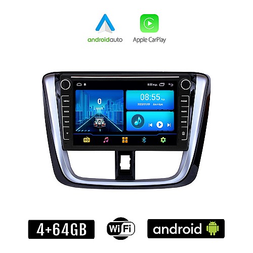 TOYOTA YARIS (2015 - 2020) Android οθόνη αυτοκίνητου 4+64GB με GPS WI-FI (ηχοσύστημα αφής 8" ιντσών 4GB CarPlay Android Auto Car Play Youtube Playstore MP3 USB Radio Bluetooth Mirrorlink εργοστασιακή, 4 x 60W, Navi)