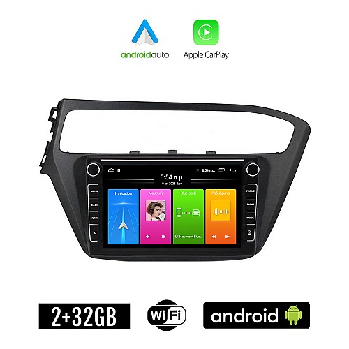 HYUNDAI i20 (μετά το 2019) Android οθόνη αυτοκίνητου 2GB με GPS WI-FI (ηχοσύστημα αφής 8" ιντσών Apple CarPlay Android Auto Car Play Youtube Playstore MP3 USB Radio Bluetooth Mirrorlink εργοστασιακή, 4x60W, Navi)