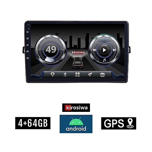 KIROSIWA 4+64GB TOYOTA AURIS (2007 - 2012) Android οθόνη αυτοκίνητου 4GB με GPS WI-FI (ηχοσύστημα αφής 10" ιντσών Youtube  Playstore MP3 USB Radio Bluetooth Mirrorlink DSP 4x60W Apple Carplay Android Auto)