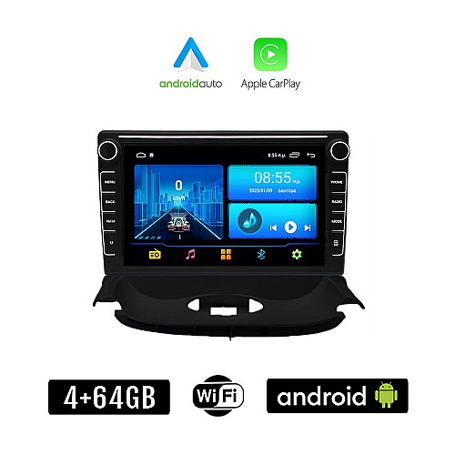 PEUGEOT 206 (1998 - 2006) Android οθόνη αυτοκίνητου 4+64GB με GPS WI-FI (ηχοσύστημα αφής 8" ιντσών 4GB CarPlay Android Auto Car Play Youtube Playstore MP3 USB Radio Bluetooth Mirrorlink εργοστασιακή, 4x60W, Navi)