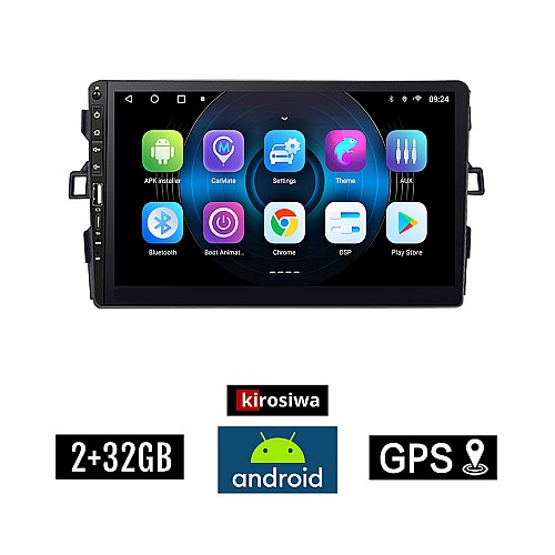 TOYOTA AURIS (2007-2012) Android οθόνη αυτοκίνητου 2GB με GPS WI-FI (ηχοσύστημα αφής 9" ιντσών Youtube Playstore MP3 USB Radio Bluetooth Mirrorlink εργοστασιακή, Navi, 4x60W)