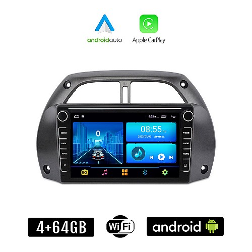 TOYOTA RAV 4 (2000-2006) Android οθόνη αυτοκίνητου 4+64GB με GPS WI-FI (ηχοσύστημα αφής 8" ιντσών 4GB CarPlay Android Auto Car Play Youtube Playstore MP3 USB Radio Bluetooth Mirrorlink εργοστασιακή, 4x60W, Navi)