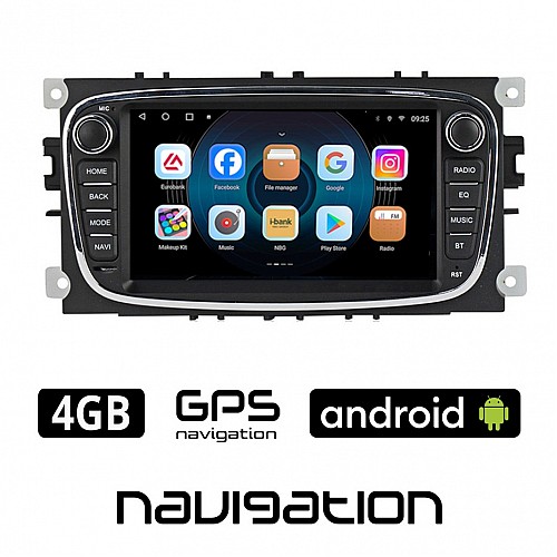 FORD S-MAX (2006 - 2014) 4GB Android οθόνη αυτοκίνητου με GPS WI-FI (Youtube Playstore 64GB ROM RAM ηχοσύστημα αφής 7" ιντσών OEM MP3 USB Bluetooth Mirrorlink εργοστασιακή μαύρη) FR60-4GB
