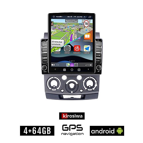 KIROSIWA FORD RANGER 2007-2011 Android οθόνη αυτοκίνητου 4GB με GPS WI-FI (ηχοσύστημα αφής 9.7" ιντσών OEM Youtube Playstore MP3 USB Radio 4+64GB Bluetooth Mirrorlink εργοστασιακή, 4x60W, AUX)