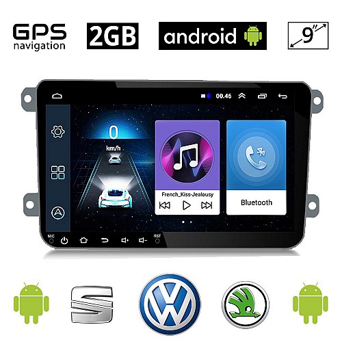 VW SKODA SEAT Android (2GB) οθόνη αυτοκίνητου 9" GPS WI-FI (Playstore Youtube Golf V 5 6 Polo Passat Octavia Leon Volkswagen MP3 USB Radio ΟΕΜ Bluetooth ηχοσύστημα OEM refurbished Mirrorlink) REF10