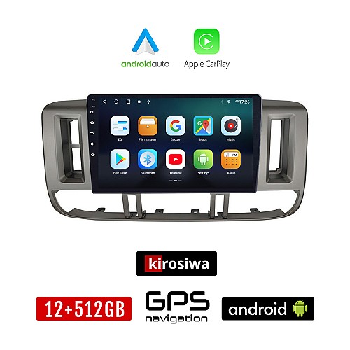 KIROSIWA NISSAN X-TRAIL (2000 - 2004) Android οθόνη αυτοκίνητου 12GB + 512GB με GPS WI-FI (ηχοσύστημα αφής 9" ιντσών X TRAIL Android Auto Apple Carplay Youtube Playstore MP3 USB Radio Bluetooth Mirrorlink εργοστασιακή, 4x60W, AUX XTRAIL)