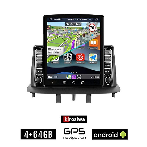 KIROSIWA RENAULT MEGANE 3 (2009-2014) Android οθόνη αυτοκίνητου 4GB με GPS WI-FI (ηχοσύστημα αφής 9.7" ιντσών OEM Youtube Playstore MP3 USB Radio 4+64GB Bluetooth Mirrorlink εργοστασιακή, 4x60W, AUX)