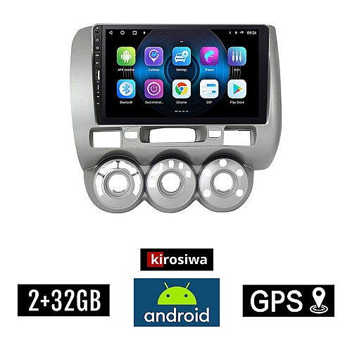 HONDA JAZZ 2002-2008 Android οθόνη αυτοκίνητου 2GB με GPS WI-FI (ηχοσύστημα αφής 9" ιντσών OEM Youtube Playstore MP3 USB Radio Bluetooth Mirrorlink εργοστασιακή, 4x60W, Navi) WR7078121