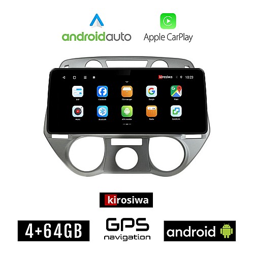 KIROSIWA HYUNDAI i20 (2008 - 2013) Android οθόνη αυτοκίνητου 4GB (+64GB) με GPS WI-FI (ηχοσύστημα αφής 12.3" ιντσών OEM Android Auto Apple Carplay Youtube Playstore MP3 USB Radio Bluetooth Mirrorlink εργοστασιακή, 4x60W canbus 12,3 ιντσών)