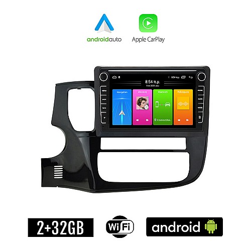 MITSUBISHI OUTLANDER (μετά το 2013) Android οθόνη αυτοκίνητου 2GB με GPS WI-FI (ηχοσύστημα αφής 8" ιντσών Apple CarPlay Android Auto Car Play Youtube Playstore MP3 USB Radio Bluetooth Mirrorlink εργοστασιακή, 4x60W,Navi)