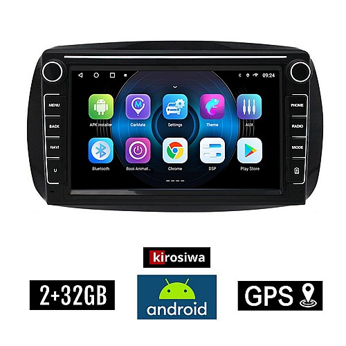 SMART 453 (μετά το 2016) Android οθόνη αυτοκίνητου 2GB με GPS WI-FI (ηχοσύστημα αφής 8" ιντσών FORTWO OEM Youtube Playstore MP3 USB Radio Bluetooth Mirrorlink εργοστασιακή, Navi, 4x60W)