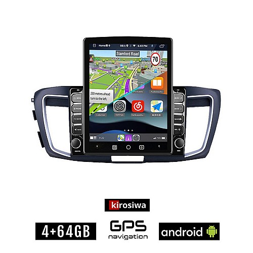 KIROSIWA HONDA ACCORD (2007 - 2013) Android οθόνη αυτοκίνητου 4GB με GPS WI-FI (ηχοσύστημα αφής 9.7" ιντσών OEM Youtube Playstore MP3 USB Radio 4+64GB Bluetooth Mirrorlink εργοστασιακή, 4x60W, AUX)