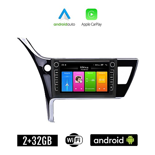 TOYOTA COROLLA (2017 - 2019) Android οθόνη αυτοκίνητου 2GB με GPS WI-FI (ηχοσύστημα αφής 8" ιντσών Apple CarPlay Android Auto Car Play Youtube Playstore MP3 USB Radio Bluetooth Mirrorlink εργοστασιακή, Navi, 4x60W)