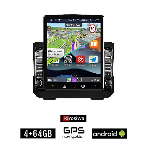 KIROSIWA JEEP GRAND CHEROKEE (2007-2011) Android οθόνη αυτοκίνητου 4GB με GPS WI-FI (ηχοσύστημα αφής 9.7" ιντσών OEM Youtube Playstore MP3 USB Radio 4+64GB Bluetooth Mirrorlink εργοστασιακή, 4x60W, AUX)