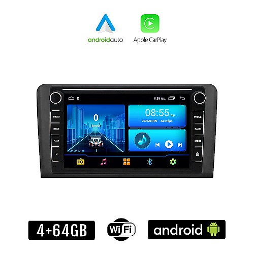 MERCEDES BENZ ML (W164) 2005 - 2011 Android οθόνη αυτοκίνητου 4+64GB με GPS WI-FI (ηχοσύστημα αφής 8" ιντσών 4GB CarPlay Android Auto Car Play Youtube Playstore MP3 USB Radio Bluetooth Mirrorlink εργοστασιακή, 4x60W, Benz)
