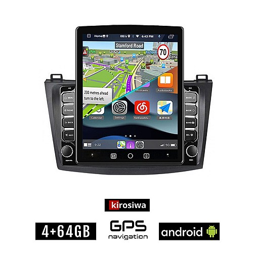 KIROSIWA MAZDA 3 (2009 - 2015) Android οθόνη αυτοκίνητου 4GB με GPS WI-FI (ηχοσύστημα αφής 9.7" ιντσών OEM Youtube Playstore MP3 USB Radio 4+64GB Bluetooth Mirrorlink εργοστασιακή, 4x60W, AUX)