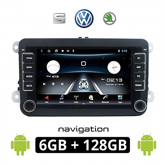 VW SKODA SEAT Android (6GB RAM + 128GB ROM) οθόνη αφής 7" GPS WI-FI (Playstore Youtube Golf V 5 6 Polo Passat Octavia Leon Volkswagen MP3 USB Radio ΟΕΜ Bluetooth ηχοσύστημα αυτοκίνητου OEM Mirrorlink)