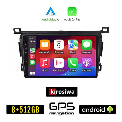 KIROSIWA TOYOTA RAV4 (2013 -  2019) Android οθόνη αυτοκίνητου 8GB + 256GB με GPS WI-FI (ηχοσύστημα αφής 9" ιντσών OEM Android Auto Apple Carplay RAV 4 Youtube Playstore MP3 USB Radio Bluetooth Mirrorlink εργοστασιακή, 4 x 60W)