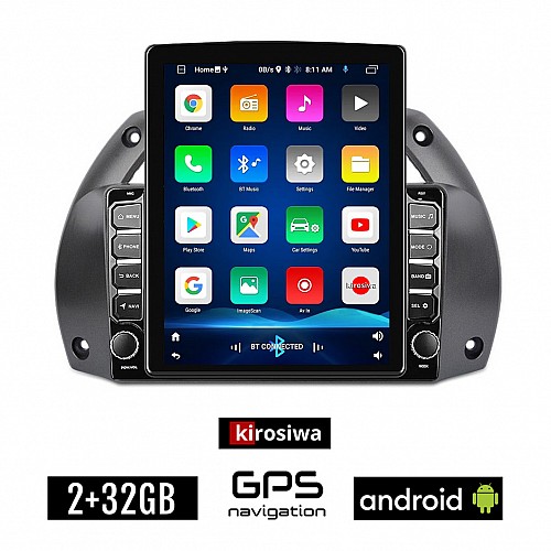 KIROSIWA TOYOTA RAV 4 (2000-2006) Android οθόνη αυτοκίνητου 2GB με GPS WI-FI (ηχοσύστημα αφής 9.7" ιντσών OEM Youtube Playstore MP3 USB Radio Bluetooth Mirrorlink εργοστασιακή, 4x60W, AUX)