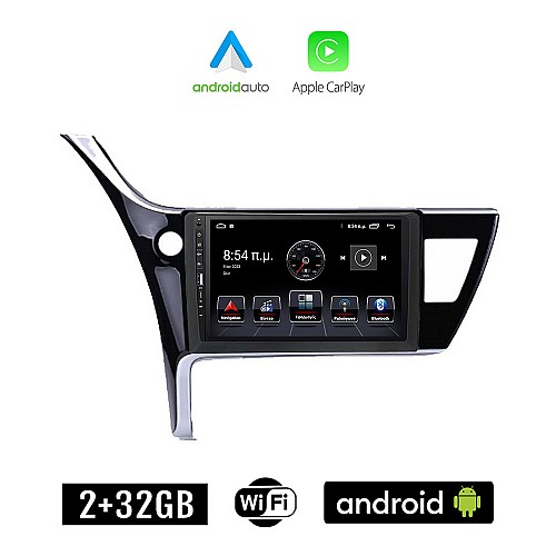 TOYOTA COROLLA (2017 - 2019) Android οθόνη αυτοκίνητου 2+32GB με GPS WI-FI (ηχοσύστημα αφής 9" ιντσών Apple CarPlay Android Auto 2GB Car Play Youtube Playstore MP3 USB Radio Bluetooth Mirrorlink εργοστασιακή, Navi, 4x60W)