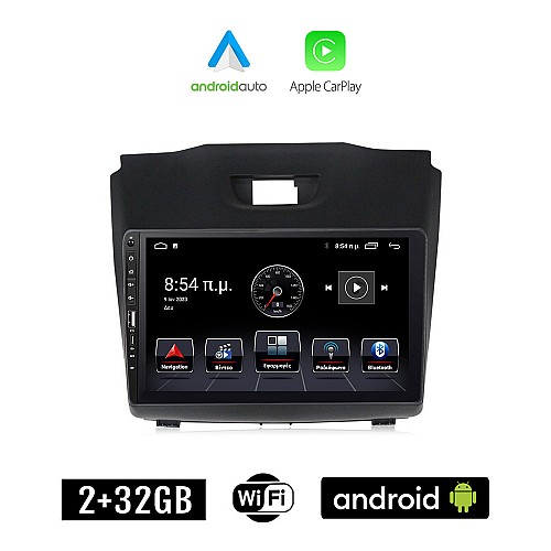 ISUZU D-MAX (2012 - 2020) Android οθόνη αυτοκίνητου 2+32GB με GPS WI-FI (ηχοσύστημα αφής 9" ιντσών Apple CarPlay Android Auto 2GB Car Play Youtube Playstore MP3 USB Radio Bluetooth Mirrorlink εργοστασιακή, 4x60W, Navi)