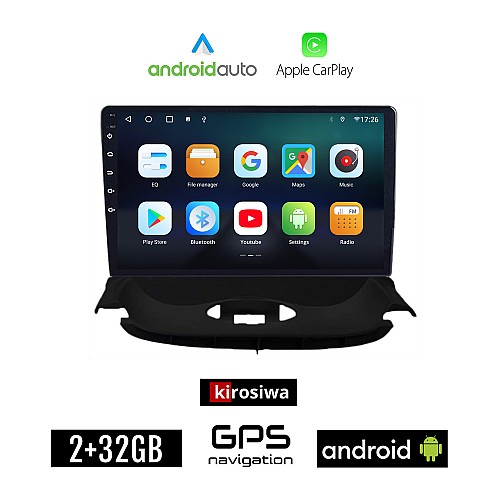 KIROSIWA PEUGEOT 206 (1998 - 2006) Android οθόνη αυτοκίνητου 2GB με GPS WI-FI (ηχοσύστημα αφής 9" ιντσών Android Auto Apple Carplay Youtube Playstore MP3 USB Radio Bluetooth Mirrorlink εργοστασιακή, 4x60W, AUX)