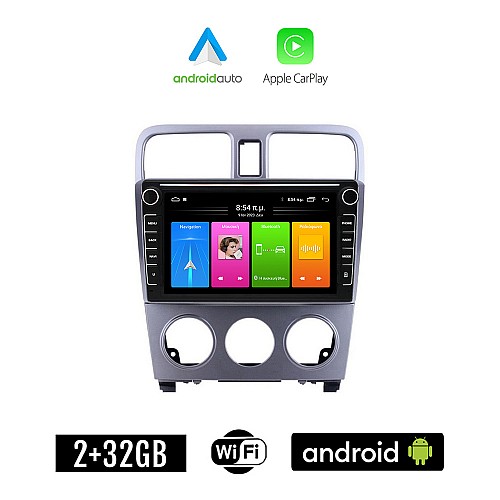 SUBARU IMPREZA (2002-2008) Android οθόνη αυτοκίνητου 2GB με GPS WI-FI (ηχοσύστημα αφής 8" ιντσών Apple CarPlay Android Auto Car Play Youtube Playstore MP3 USB Radio Bluetooth Mirrorlink εργοστασιακή, 4x60W, Navi)