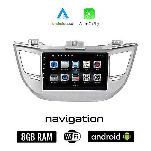 HYUNDAI TUCSON 2015-2019 Android οθόνη αυτοκίνητου με GPS WI-FI 8GB + 128GB (ηχοσύστημα αφής 9" ιντσών OEM Android Auto Apple Carplay Youtube Playstore MP3 USB Radio Bluetooth Mirrorlink εργοστασιακή, 4x60W)