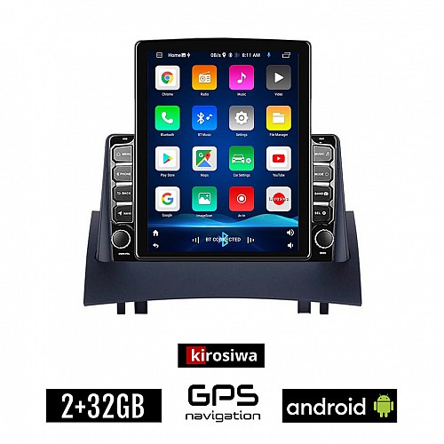 KIROSIWA RENAULT MEGANE 2 (2002-2008) Android οθόνη αυτοκίνητου 2GB με GPS WI-FI (ηχοσύστημα αφής 9.7" ιντσών OEM Youtube Playstore MP3 USB Radio Bluetooth Mirrorlink εργοστασιακή, 4x60W, AUX)