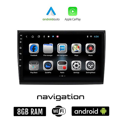 FIAT BRAVO (μετά το 2007) Android οθόνη αυτοκίνητου 8GB + 128GB με GPS WI-FI (ηχοσύστημα αφής 9" ιντσών OEM Android Auto Apple Carplay Youtube Playstore MP3 USB Radio Bluetooth Mirrorlink εργοστασιακή, 4x60W)