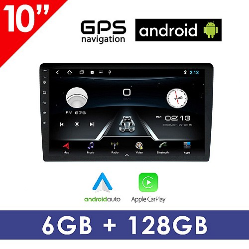 Android 6GB 10" ιντσών οθόνη αυτοκινήτου με GPS (Android Auto Apple Carplay ηχοσύστημα WI-FI Youtube USB 2DIN MP3 MP5 Bluetooth Mirrorlink 4x60W Universal)