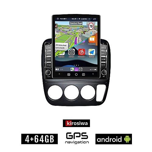 KIROSIWA HONDA CRV (1996-2006) A/C Android οθόνη αυτοκίνητου 4GB με GPS WI-FI (ηχοσύστημα αφής 9.7" ιντσών OEM Youtube Playstore MP3 USB Radio 4+64GB Bluetooth Mirrorlink εργοστασιακή, 4x60W, AUX)