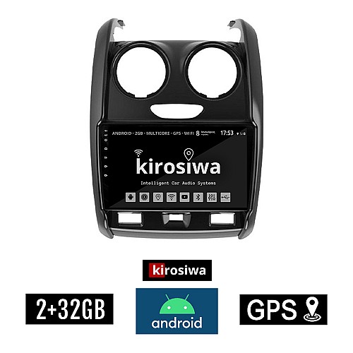 KIROSIWA 2+32GB DACIA DUSTER (2012 - 2019) Android οθόνη αυτοκίνητου 2GB με GPS WI-FI (ηχοσύστημα αφής 9" ιντσών OEM Youtube Playstore MP3 USB Radio Bluetooth Mirrorlink εργοστασιακή, 4x60W, AUX)