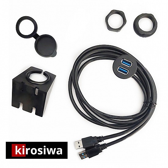 Kirosiwa διπλό USB καλώδιο προέκτασης για Android οθόνες αυτοκινήτου (USB 3.0 χωνευτό 1-DIN 2-DIN επέκταση του εργοστασιακές ΟΕΜ universal ταμπλό θύρα υψηλής ταχύτητας) KRC57