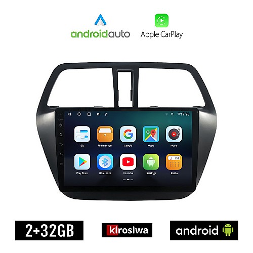 KIROSIWA SUZUKI SX4 S-CROSS (μετά το 2014) Android οθόνη αυτοκίνητου 2GB με GPS WI-FI (ηχοσύστημα αφής 9" ιντσών OEM Android Auto Apple Carplay Youtube Playstore MP3 USB Radio Bluetooth Mirrorlink εργοστασιακή, AUX, 4x60W)