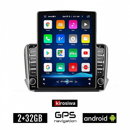 KIROSIWA PEUGEOT 208 - 2008 (2012-2019) Android οθόνη αυτοκίνητου 2GB με GPS WI-FI (ηχοσύστημα αφής 9.7" ιντσών OEM Youtube Playstore MP3 USB Radio Bluetooth Mirrorlink εργοστασιακή, 4x60W, AUX)