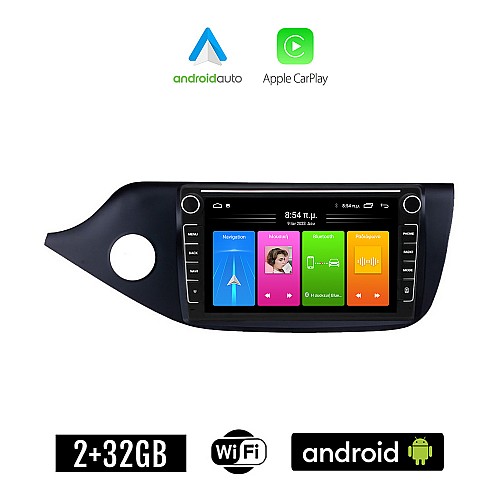 KIA CEED (2012-2018) Android οθόνη αυτοκίνητου 2GB με GPS WI-FI (ηχοσύστημα αφής 8" ιντσών Apple CarPlay Android Auto Car Play Youtube Cee'd Playstore MP3 USB Radio Bluetooth Mirrorlink 4x60W εργοστασιακού τύπου)