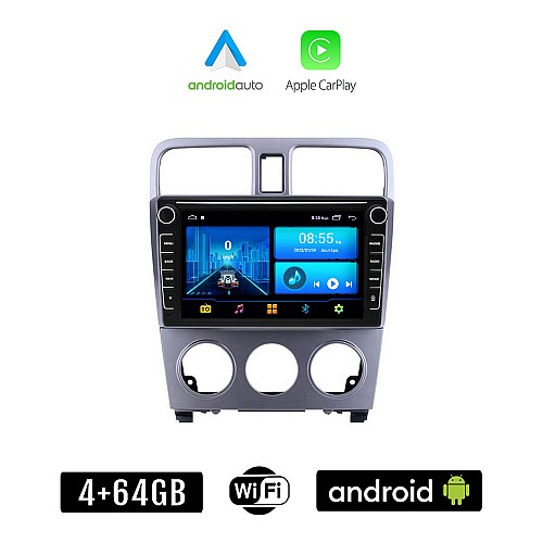 SUBARU IMPREZA (2002-2008) Android οθόνη αυτοκίνητου 4+64GB με GPS WI-FI (ηχοσύστημα αφής 8" ιντσών 4GB CarPlay Android Auto Car Play Youtube Playstore MP3 USB Radio Bluetooth Mirrorlink εργοστασιακή, 4x60W, Navi)