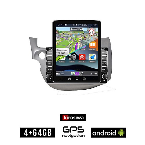 KIROSIWA HONDA JAZZ (2008 - 2012) Android οθόνη αυτοκίνητου 4GB με GPS WI-FI (ηχοσύστημα αφής 9.7" ιντσών OEM Youtube Playstore MP3 USB Radio 4+64GB Bluetooth Mirrorlink εργοστασιακή, 4x60W, AUX)