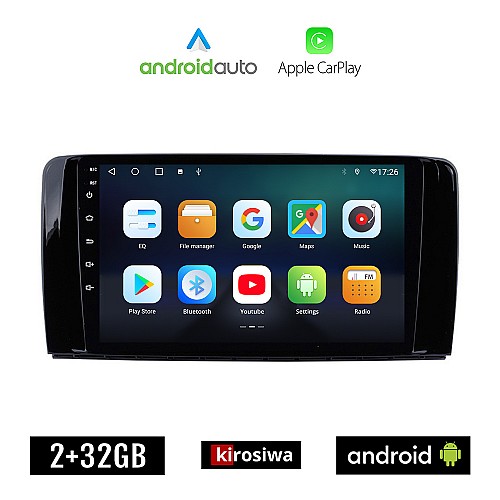 KIROSIWA MERCEDES R (W251) 2006 - 2015 Android οθόνη αυτοκίνητου 2GB με GPS WI-FI (ηχοσύστημα αφής 9" ιντσών OEM Android Auto Apple Carplay Youtube Playstore MP3 USB Radio Bluetooth Mirrorlink εργοστασιακή, 4x60W, Benz)