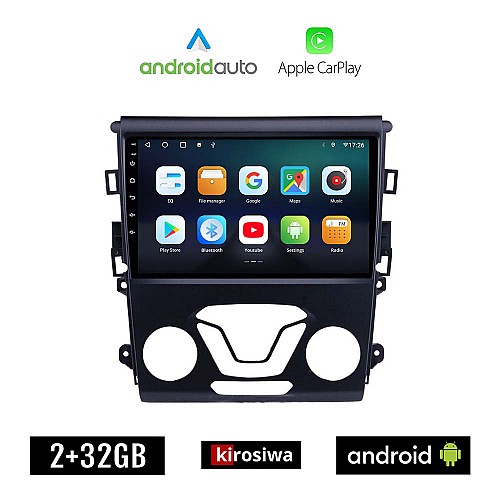 KIROSIWA FORD MONDEO (μετά το 2013) Android οθόνη αυτοκίνητου 2GB με GPS WI-FI (ηχοσύστημα αφής 9" ιντσών OEM Android Auto Apple Carplay Youtube Playstore MP3 USB Radio Bluetooth Mirrorlink εργοστασιακή, 4x60W, AUX)