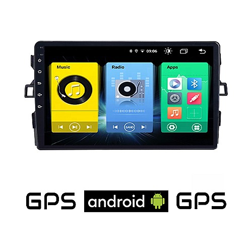 TOYOTA AURIS (2007-2012) Android οθόνη αυτοκίνητου με GPS WI-FI (ηχοσύστημα αφής 9" ιντσών OEM Youtube Playstore MP3 USB Radio Bluetooth Mirrorlink εργοστασιακή, 4x60W, AUX)