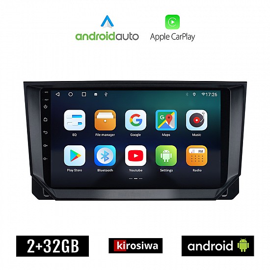 KIROSIWA SEAT IBIZA (μετά το 2018) Android οθόνη αυτοκίνητου 2GB με GPS WI-FI (ηχοσύστημα αφής 9" ιντσών OEM Android Auto Apple Carplay Youtube Playstore MP3 USB Radio Bluetooth Mirrorlink εργοστασιακή, 4x60W, AUX)