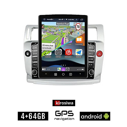 KIROSIWA CITROEN C4 (2004 - 2010) Android οθόνη αυτοκίνητου 4GB με GPS WI-FI (ηχοσύστημα αφής 9.7" ιντσών OEM Youtube Playstore MP3 USB Radio 4+64GB Bluetooth Mirrorlink εργοστασιακή, 4x60W, AUX)
