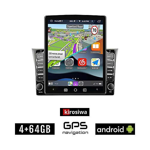 KIROSIWA SUBARU IMPREZA (2002 - 2008) Android οθόνη αυτοκίνητου 4GB με GPS WI-FI (ηχοσύστημα αφής 9.7" ιντσών Youtube Playstore MP3 USB Radio 4+64GB Bluetooth Mirrorlink εργοστασιακή, 4x60W, AUX)