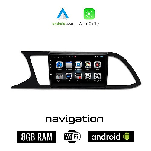 SEAT LEON (μετά το 2012) Android οθόνη αυτοκίνητου 8GB + 128GB με GPS WI-FI (ηχοσύστημα αφής 9" ιντσών OEM Android Auto Apple Carplay Youtube Playstore MP3 USB Radio Bluetooth Mirrorlink εργοστασιακή, 4x60W)
