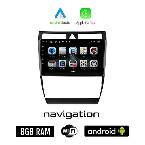 AUDI A6 (1998-2005) Android οθόνη αυτοκίνητου 8GB + 128GB με GPS WI-FI (ηχοσύστημα αφής 9" ιντσών OEM Android Auto Apple Carplay Youtube Playstore MP3 USB Radio Bluetooth Mirrorlink εργοστασιακή, 4x60W)